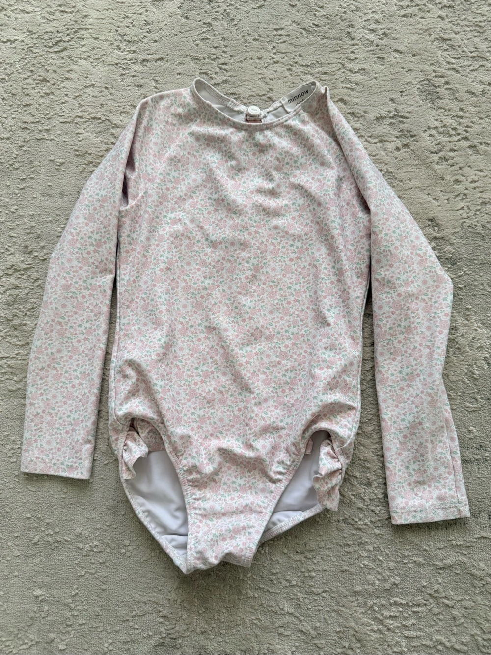 Minnow Kids Long-Sleeve Pink Floral Swim Suit